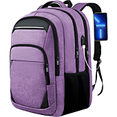 Backpack, School Backpack, 17.3 inch Laptop Backpack, TSA Travel Laptop Backpack, TEDNETGO Extra Large 17 inch Durable USB Charger School Students College Backpack Bookbag for Girls Teen Women, Purple