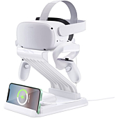 CNBEYOUNG Charging Dock Station Compatible with Meta Oculus Quest 2,VR Headset Display Stand Mount and Controller Holder,Wireless Charger Compatible with iPhone Series,Apple Watch Series&Airpods Pro