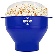 POPCO Silicone Microwave Popcorn Popper with Handles | Popcorn Maker | Collapsible Popcorn Bowl | BPA Free and Dishwasher Safe | 15 Colors Available (Blue)