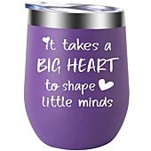 Teacher Gifts- Teacher Christmas Gifts - "It Takes a Big Heart to Shape Little Minds" 12oz Tumbler/Mug - Cute Idea for Appreciation Week, Women, Virtual Teaching, Best, Thank You, Birthday, Best