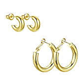 wowshow Chunky Open Hoops Mini Gold Hoop Earrings for Women Girls