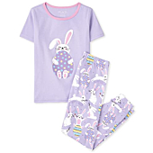 The Children's Place girls Short Sleeve Top and Pants Pajama Set Easter Bunny Kids - PJ set 16