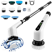 Electric Spin Scrubber, Cordless Cleaning Brush Tub Tile Scrubber for Home, 8 Replaceable Brush Heads, 90Mins Work Time 3 Adjustable Handle 2 Adjustable Speeds for Bathroom Shower Bathtub Glass Car