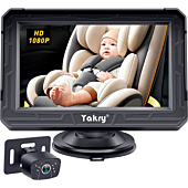 Baby Car Camera Mirror - 360° Rotation HD 1080P with Display Carseat Mirrors Rear Facing Infant Crystal Night Vision & 150° Wide View - 5 Mins Easy to Install Y60