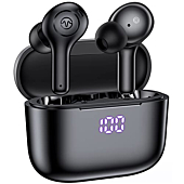 Wireless Earbuds Bluetooth Headphones 5.3 with 4-Mics Clear Call 50H Playback Waterproof Stereo Earphones with Wireless Charging Case LED Power Display in-Ear Headset for Workout/Home/Office Black