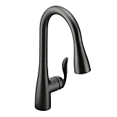 Moen Arbor Matte Black One-Handle Pulldown Kitchen Sink Faucet Featuring Power Boost and Reflex Docking System, Black Kitchen Faucet with Pull Down Sprayer, 7594BL