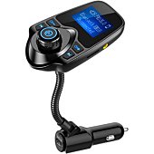 Nulaxy Wireless in-Car Bluetooth FM Transmitter Radio Adapter Car Kit W 1.44 Inch Display Supports TF/SD Card and USB Car Charger for All Smartphones Audio Players-KM18