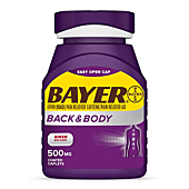 Bayer Back & Body Extra Strength Aspirin, 500mg Coated Tablets, Fast Relief at the Site of Pain, Pain Reliever with 32.5mg Caffeine, 200 Count