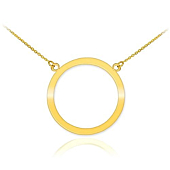 14k Yellow Gold Circle of Life Pendant Karma Necklace, 18"