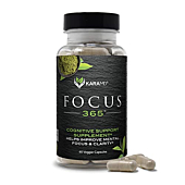 KaraMD Focus 365 - Nootropic Brain Supplement for Memory & Focus - with Maca Root, Ginseng, Acetyl L-Carnitine & Green Tea - Vegetable Capsules - 30 Servings (60 Capsules)