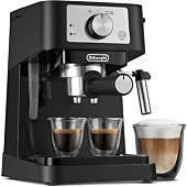A sleek and stylish espresso machine that makes delicious coffee drinks at home.
