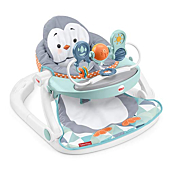 Fisher-Price Sit-Me-Up Floor Seat with Tray, Penguin-Themed Portable Infant Chair with Snack Tray and Toys