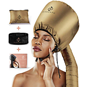 Eleganty Soft Bonnet Hood Hairdryer Attachment with Headband that Reduces Heat Around Ears and Neck to Enjoy Long Sessions - Used for Hair Styling, Deep Conditioning and Hair Drying (Gold)