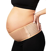 AZMED Maternity Belly Band for Pregnant Women | Pregnancy Belly Support Band for Abdomen, Pelvic, Waist, & Back Pain | Adjustable Maternity Belt | For All Stages of Pregnancy & Postpartum (Beige)