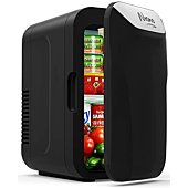 NXONE Mini Fridge,6 Liter/8 Can AC/DC Small Refrigerator,Portable Thermometric Cooler and Warmer Freezer Skincare fridge for Foods,Beverage,Medications, Home,Bedroom,Dorm,Office and Car Black