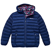 Eddie Bauer Kids' Reversible Jacket – Lightweight Waterproof Quilted Down Raincoat for Boys and Girls (3-16), Size S (7/8), Navy