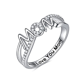 YFN Mom Mother Rings for Women Sterling Silver Mon Rings Mom Mother Jewelry for Women Birthday Gifts