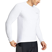 BALEAF Mens Long Sleeve Compression Shirts Running Athletic Workout Under Shirt Warm Gear White M