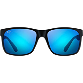 Maui Jim Red Sands w/ Patented PolarizedPlus2 Lenses Polarized Lifestyle Sunglasses, Matte Black/Blue Hawaii Polarized, Large