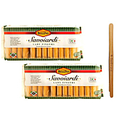 Bellino Savoiardi Lady Fingers for Tiramisu Italian Biscuits, 7 ounce (Pack of 2) with IntFeast Bamboo Kitchen Tong