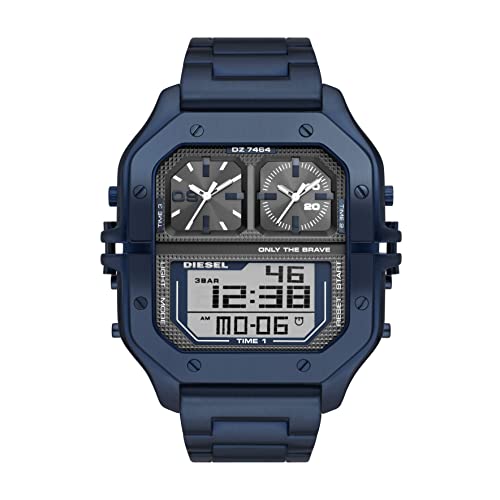 Diesel Men's 51mm Clasher Multi-Movement Stainless Steel Analog-Digital Watch, Color: Blue (Model: DZ7464)