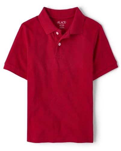 The Children's Place boys Short Sleeve Pique School Uniform Polo Shirt, Classic Red, Large US