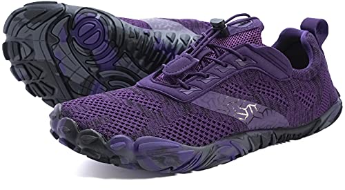 Joomra Minimalist Trail Running Tennis Shoes Size 9-9.5 Purple Women Wide Camping Athletic Hiking Trekking Walking Toes Female Five Fingers Gym Workout Sneakers Lightweight Footwear 40
