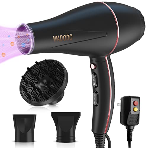 Ionic Hair Dryer, 2200W Professional Blow Dryer Fast Drying Travel Hair Dryer with Diffuser, AC Motor Constant Temperature Low Noise Ion Hair Dryers Curly Hair Care Hairdryer Blowdryer for Women Men