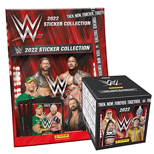 2022 Panini WWE Stickers - Mega Starter Pack + Box Bundle (Album + Total of 331 Stickers)