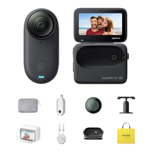 Insta360 GO 3S Adventure Bundle - 64 GB Family Bundle Black 4K Tiny Portable Vlogging Camera, Hands-Free POVs, Mount Anywhere, Stabilization, 140 Min Battery Life, 10m Waterproof, Pet POV