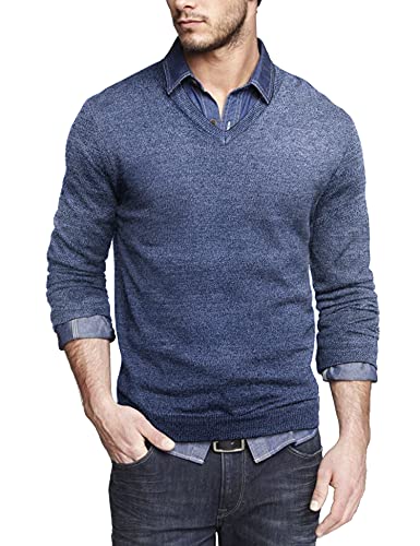 COOFANDY Men Contrast Sweater Cotton Relaxed Business Basic Long Sleeve Fall Top