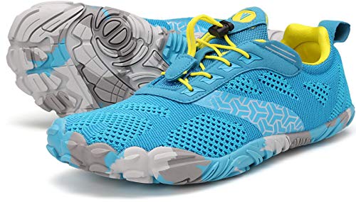 Joomra Minimalist Trail Running Tennis Shoes Walking Size 9-9.5 Women Wide Camping Athletic Hiking Trekking Toes Gym Workout Sneakers Lightweight Footwear Blue 40