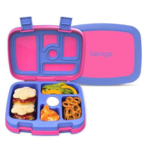 Bentgo® Kids Bento-Style 5-Compartment Leak-Proof Lunch Box - Ideal Portion Sizes for Ages 3 to 7 - Durable, Drop-Proof, Dishwasher Safe, BPA-Free, & Made with Food-Safe Materials (Fuchsia)