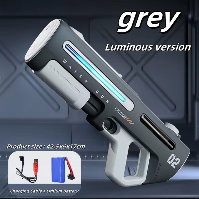 Electric Power Water Luminous Light Toy Gun Blaster (Gray) Outdoor Pool