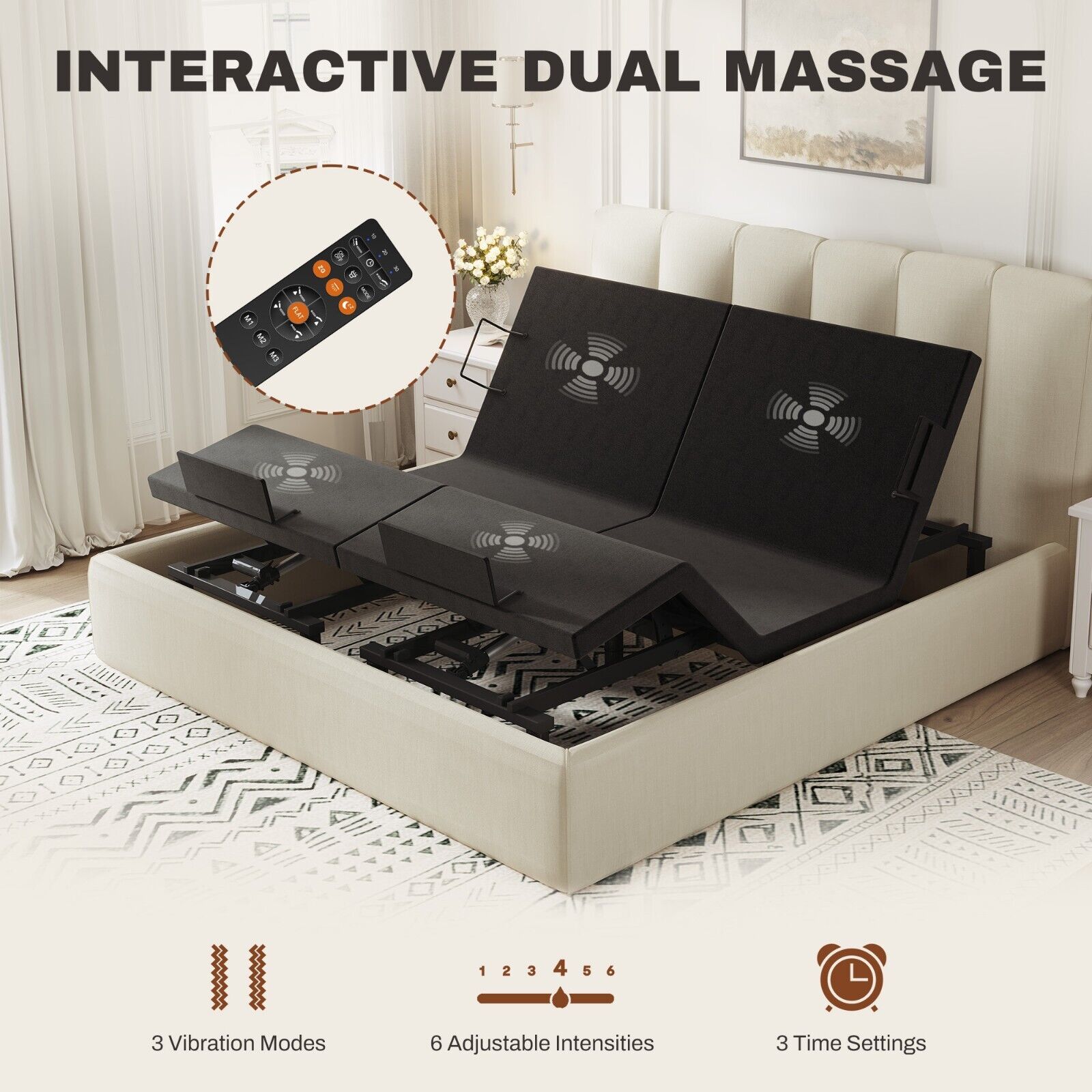 flexispot adjustable bed frame with massage and remote