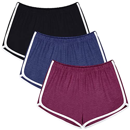 URATOT 3 Pieces Dance Shorts Cotton Sports Short Women Athletic Shorts for Running, Yoga, Dance
