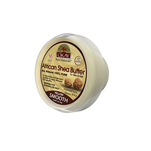 Okay 100% Natural African Shea Butter Yellow Smooth Deep Moisturizing Restores Moisture To Dry Damaged Skin Reduces Skin Damage Heals & Nourishes Made In USA 1oz