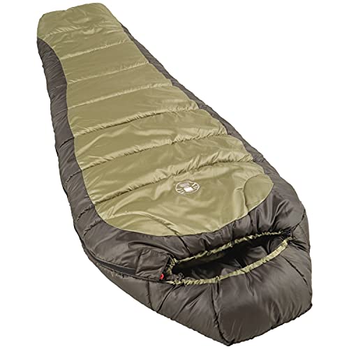 Coleman North Rim Cold-Weather Mummy Sleeping Bag, 0°F Sleeping Bag for Big & Tall Adults, No-Snag Zipper with Adjustable Hood for Warmth and Ventilation