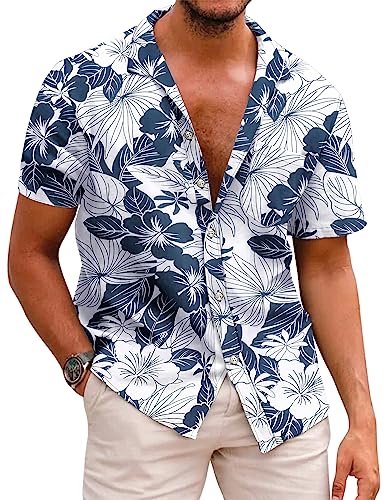 COOFANDY Men's Floral Hawaiian Shirt in a Tropical Print 