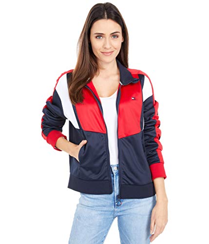 Tommy Hilfiger Women's Long Sleeve Zip Up Windbreaker, Heritage Combo, Extra Large
