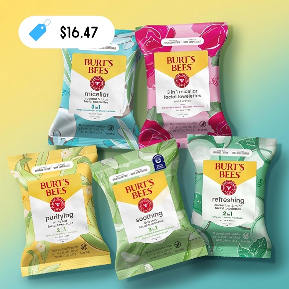 Facial Cleanser and Makeup Remover Towelettes with Rose Water