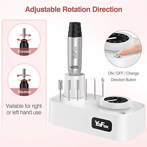 YaFex Professional Nail Drill Machine, 30000RPM Electric Nail File for Acrylic Nails, Electric Nail Filer Kit with a LED Lamp, 6 Drill Bits, 36 Sanding Bands for Shaping, Polishing
