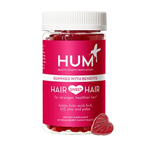 HUM Hair Sweet Hair - Hair Growth Biotin Gummies for Women - Vegan Hair Gummies Formulated with Fo Ti, Biotin, Folic Acid, Zinc, Vitamin B12 & PABA (60 Vegan Gummies)