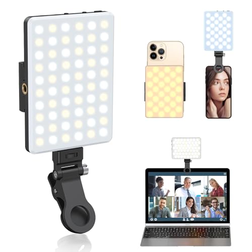 OLRPT Selfie Light, Phone Light with Front & Back Clip, 60 LED Portable Light with 3 Modes, 5000mAh Rechargeable Video Light for Phone, iPhone, IPad, Laptop, TikTok, Makeup, Live Stream, Vlog