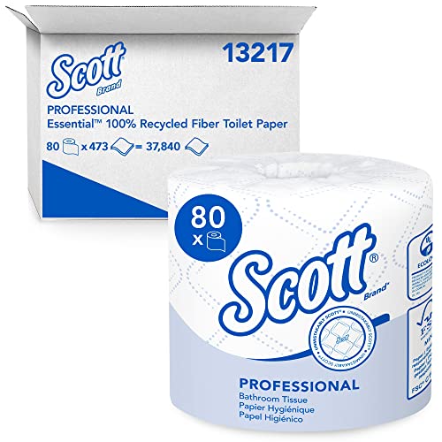Scott Essential Professional 100% Recycled Fiber Bulk Toilet Paper for Business (13217), 2-PLY Standard Rolls, White, 506 Count(Pack of 80)(Packaging may vary)