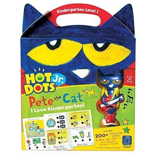Educational Insights Hot Dots Jr. Pete The Cat - I Love Kindergarten Set with Interactive Pen Included, 200+ Multi-Subject Activities, Homeschool & Kindergarten Readiness Learning Workbooks, Ages 5+