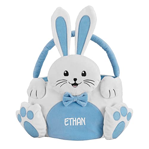 Let's Make Memories Personalized Fluffy Friends Plush Easter Basket for Kids - Blue Bunny
