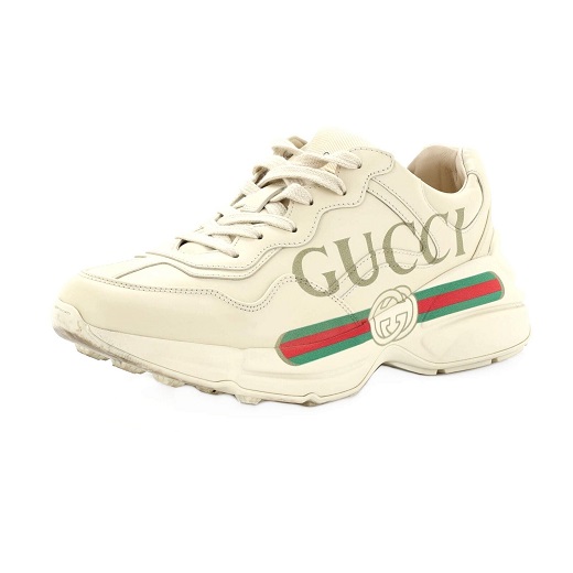 Gucci Rhyton sneakers in neutral printed leather, a statement footwear choice