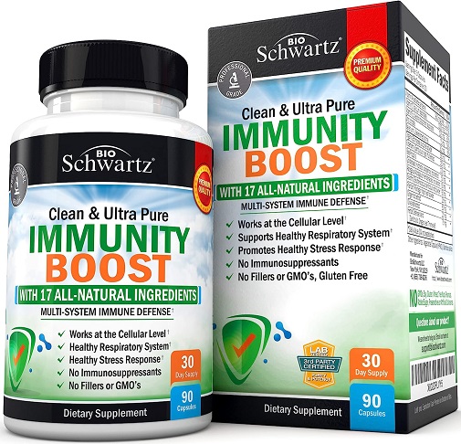 BioSchwartz Immune Support Supplement with Vitamin C 1000mg Zinc Elderberry Extract Ginger Root Beta Carotenes, Immunity Boost for Adults, Natural Immune Defense Antioxidant Vitamins, 90 Capsules