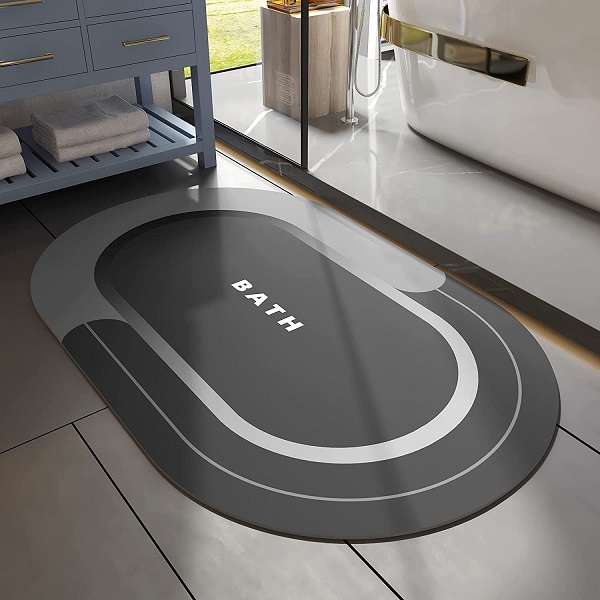 Bath Mat Rug-24"x35" Innovative Bathroom Rug Mat Super Absorbent Quick Dry Rubber Backed Dirt Resistant Bath Rugs Mats for Bathroom Non Slip Dark Gray Bathroom Rug for Shower Sink Bathtub